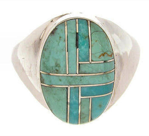 Southwestern Turquoise Sterling Silver Ring Size 8-1/2 PS62539